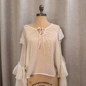 Bohemian sheer blouse with ruffle sleeves